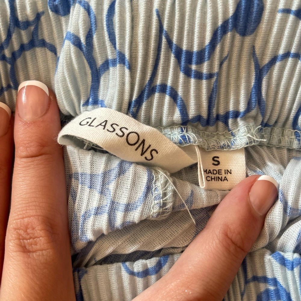 Glassons Blue Floral Fit & Flair Hippy Pants Size Small - Picture 4 of 6
